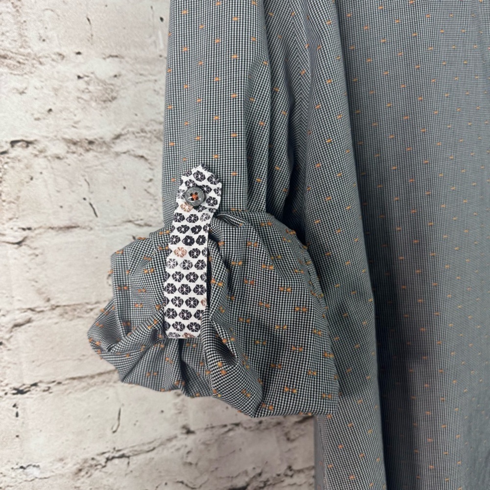 Robert Graham 3XL Long Sleeve Button Down Shirt Roll Tab Black White Orange - Picture 8 of 10